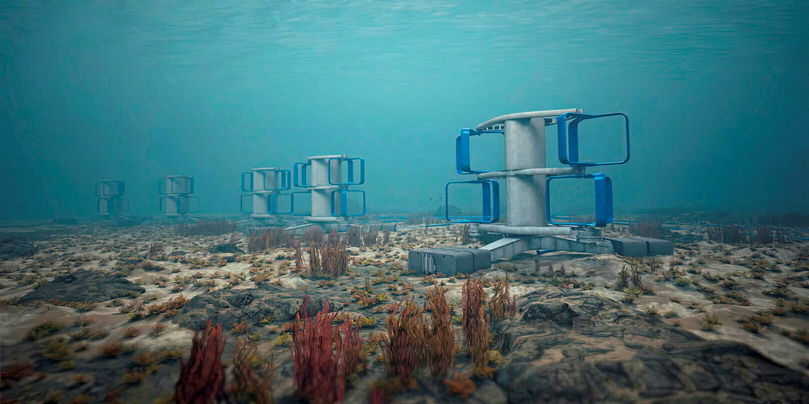 Une ferme d’hydroliennes.